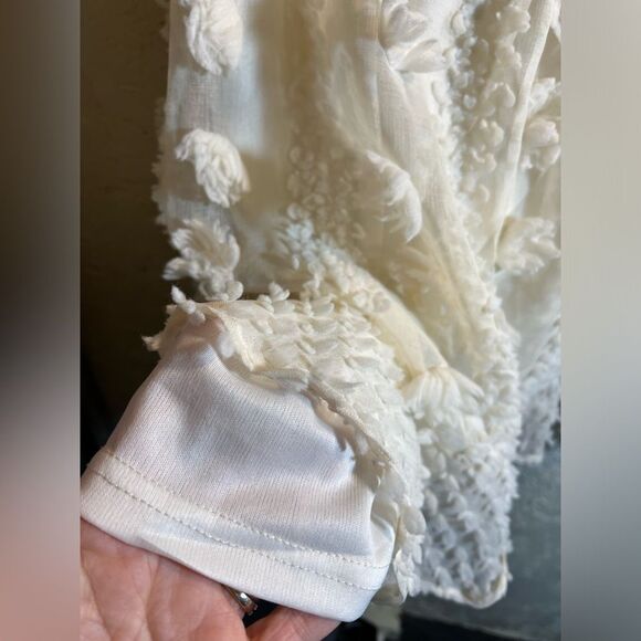Dress by Vernacular, mini to knee, ivory cream with gorgeous floral poofs Medium - Picture 9 of 16